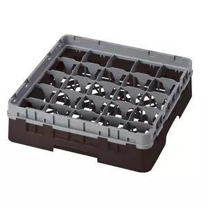Kosz do szkła 500x500 mm, 25 pól, śr. 87 mm, wys. 90 mm, brązowy | CAMBRO, 25S318167