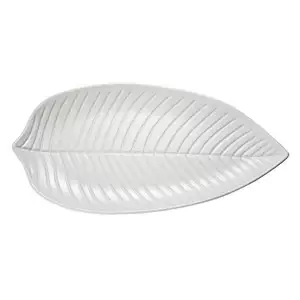 Półmisek z melaminy w kształcie liścia 450x240 mm, biały | APS, Natural collection