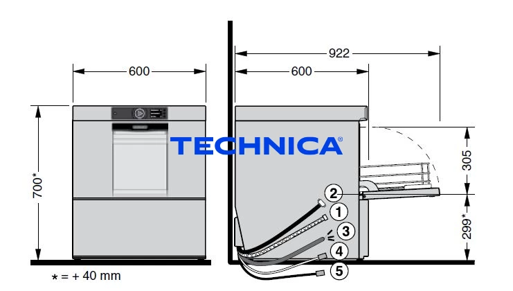 Zmywarka do szkła i kufli z wbudowanym zmiękczaczem wody, kosz