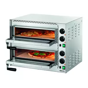 Piec do pizzy dwukomorowy, przeszklone drzwi  2 x pizza 35 cm | BARTSCHER, Mini Plus 2