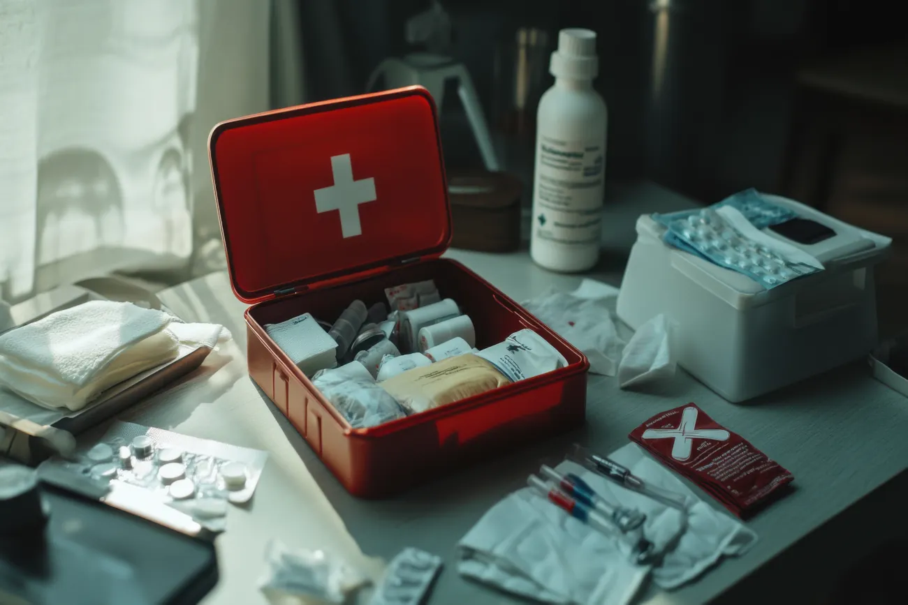 Apteczka z bandażami i lekami