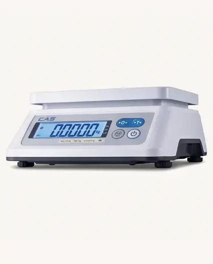 Waga sklepowa CAS SWN elektroniczna z podświetlanym wyświetlaczem LCD, biała.