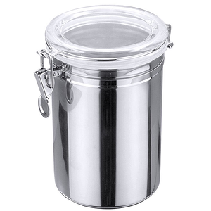 Pojemnik ze stali nierdzewnej z akrylową pokrywką z uszczelką, 1,7 l, o średnicy 125 mm | CONTACTO, 1117/215