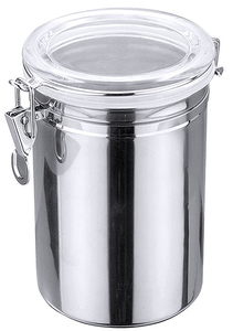 Pojemnik ze stali nierdzewnej z akrylową pokrywką z uszczelką, 0,7 l, o średnicy 125 mm | CONTACTO, 1117/105