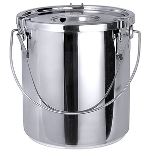 Pojemnik nierdzewny na płyny lub żywność z pokrywką, 15,5 l, o średnicy 300 mm | CONTACTO, 3011/015
