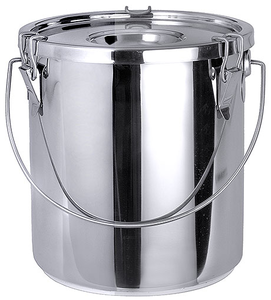 Pojemnik nierdzewny na płyny lub żywność z pokrywką, 15,5 l, o średnicy 300 mm | CONTACTO, 3011/015