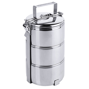 Menażka obiadowa ze stali nierdzewnej, 3x0,6 l, o średnicy 115 mm | CONTACTO, 4012/123