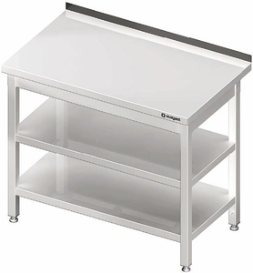 Stół przyścienny z dwoma półkami 1500x600x850 mm | STALGAST, 980066150