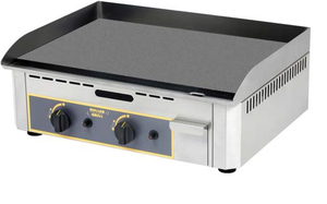 Płyta grillowa gazowa ze stali nierdzewnej, 2 strefy grzewcze, gładka, 6,4 kW, 620x450x190 mm | ROLLER GRILL, 777174