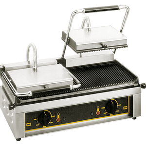 Kontakt grill podwójny, elektryczny, ryflowany, 4 kW, 600x385x220 mm | ROLLER GRILL, 777217