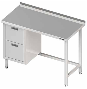 Stół przyścienny z blokiem dwóch szuflad po lewej stronie 1300x600x850 mm | STALGAST, 980246130