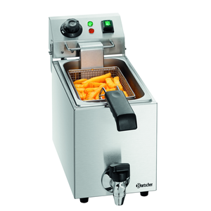 Frytownica elektryczna jednokomorowa 4 l z kranem spustowym, nastawna, 2 kW, 230 V, 200x530x340 mm | BARTSCHER, Snack I Plus