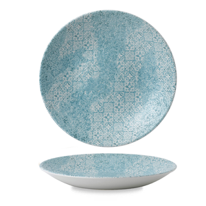 Talerz głęboki okrągły o średnicy 255 mm, wys. 35 mm | CHURCHILL, Vintage Prints Med Tiles Aquamarine