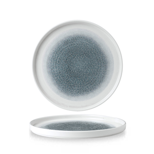 Talerz płytki okrągły z rantem ø 260 mm | CHURCHILL, Studio Prints Raku Topaz Blue