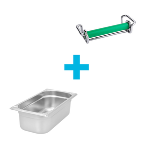 [Zestaw] Odbijak do kolby ekspresów mocowany do pojemników GN 1/3 + Pojemnik GN 1/3 wysokość 100 mm ze stali nierdzewnej