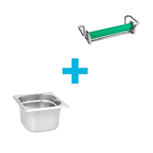 [Zestaw] Odbijak do kolby ekspresów mocowany do pojemników GN 1/6, 1/3  + Pojemnik GN 1/6 wysokość 100 mm ze stali nierdzewnej