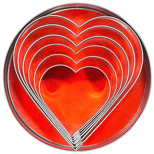 Wycinarki nierdzewne do ciasta 6 sztuk, serce 45-93 mm | CONTACTO, 631/006