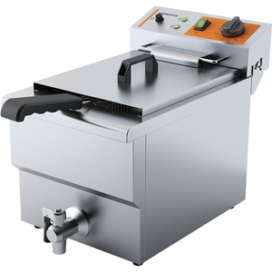 Frytownica elektryczna jednokomorowa 8l z kranem spustowym, nastawna, 3 kW, 230 V, 300x510x390 mm | CATERINA, 746096