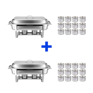 [Zestaw] Podgrzewacz gastronomiczny GN 1/1, 9 l, 605x370x240 mm - 2 szt. + 24 x Paliwo żelowe do podgrzewaczy gastronomicznych 200 g