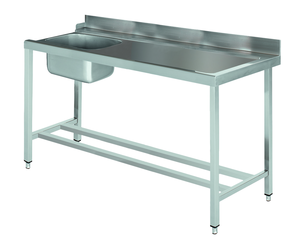 Stół załadowczy na 4 nogach ze zlewem z podłączeniem z prawej strony ze stali nierdzewnej, 1700x700x850 mm, Eco Line | EDENOX, DSTR-177 4L MB
