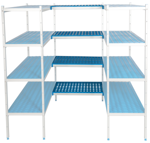 Regał łącznikowy aluminiowo-polipropylenowy, 3-półkowy, 810x500 mm | ALUSHELF, 3P-85+12UM