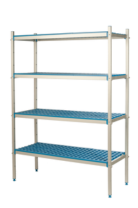 Regał wolnostojący aluminiowo-polipropylenowy, 5-półkowy, 4230x400x1750 mm | ALUSHELF, 4PD-45+5P-134+10P-144