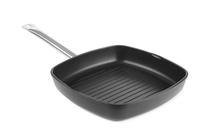Patelnia ryflowana do grillowania z odlewu aluminium powlekana tytanem 280x280 mm | HENDI, Profi Line