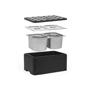 [Zestaw] Pojemnik termoizolacyjny GN 1/1 250 mm Essential Line + 2x Pojemnik GN 1/2, 200 mm, ze stali nierdzewnej + pokrywy