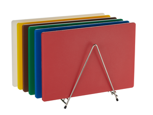 [Zestaw] Stojak ze stali nierdzewnej + 6 desek HACCP do krojenia 450x300 mm, sześć kolorów | TECHNICA, Silver Line