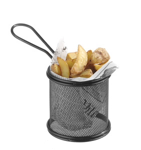 Koszyk miniaturowy do smażonych przekąsek 90x90x90 mm, czarny | HENDI, 425633