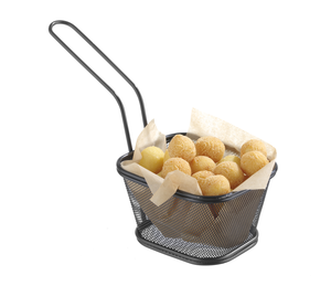 Koszyk miniaturowy do smażonych przekąsek 130x115x80 mm, czarny | HENDI, 425695