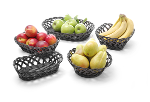 Koszyk pleciony kwadratowy 190x190x80 mm, czarny | HENDI, 426227