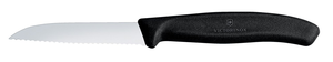 Nóż do obierania ząbkowane ostrze 80 mm, inox, czarny | VICTORINOX, 6,7433