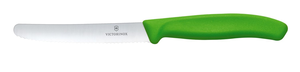 Nóż do pomidorów ząbkowany, zaokrąglony czubek, ostrze 110 mm, zielony | VICTORINOX, 6.7836.L114