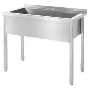 Stół z basenem jednokomorowym, spawany, 600x600x850 mm, inox | HENDI, 813294