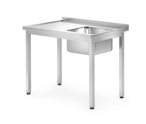 Stół z jednym zlewem prawy, skręcany, 1000x700x850 mm, inox | HENDI, 812884