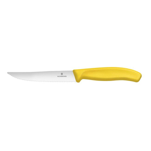 Nóż do steków i pizzy, ząbkowany, ostry czubek, ostrze 120 mm, żółty | VICTORINOX, 6.7936.12L8