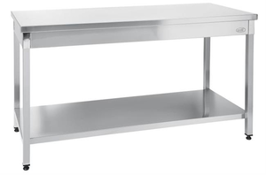Stół roboczy centralny z półką, skręcany, 1000x700x850 mm, inox | HENDI, 810705