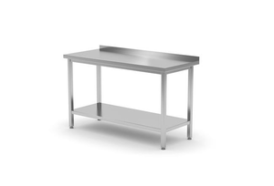 Stół roboczy przyścienny z półką, skręcany, 1400x700x850 mm, inox | HENDI, 812747