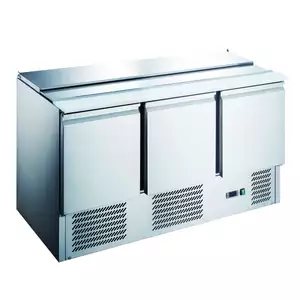 Stół chłodniczy sałatkowy 3-drzwiowy 368 l z pokrywą, 1365x700x876 mm | TECHNICA, Cold Line