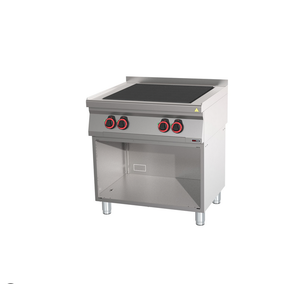 Kuchnia elektryczna 4-płytowa, 10 kW, 800x700x910 mm, inox, czarna | REDFOX, SPL 70/80 E