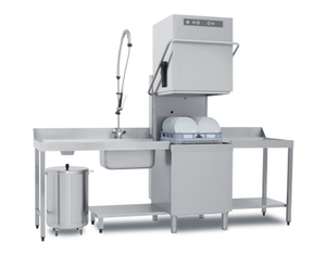 Zmywarka do naczyń i szkła z pompą spustową i wspomagającą płukanie, 9.6 kW, 634x744x1529/2080 mm, 400 V, inox | RMGASTRO, NT102P ABT