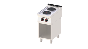 Kuchnia elektryczna 2-płytowa, 5,2 kW, 400x700x900 mm, inox, czarna | REDFOX, SP 70/40 E