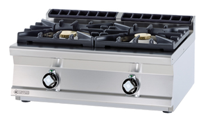 Kuchnia gazowa 2-palnikowa, 17 kW, 800x700x280 mm, inox | RMGASTRO, PC2T - 78 G