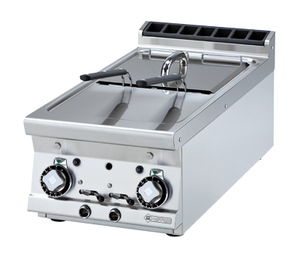 Frytownica gazowa dwukomorowa 2x 8 l z kranem spustowym, nastawna, 9 kW, 400x700x280 mm | RMGASTRO, F2/8T - 74 G