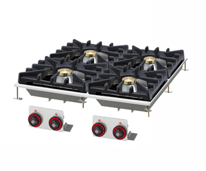 Kuchnia stołowa gazowa 4-palnikowa, 28 kW, 800x800x110 mm, czarna | RMGASTRO, PCD - 88 G