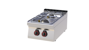 Kuchnia gazowa 2-palnikowa, 12 kW, 400x700x330 mm, inox, czarna | REDFOX, SP-70/04 G