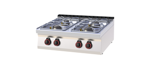 Kuchnia gazowa 4-palnikowa, 27 kW, 800x700x330 mm, inox, czarna | REDFOX, SP 70/08 G