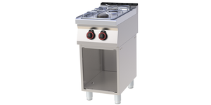 Kuchnia gazowa 2-palnikowa, 9,5 kW, 400x700x900 mm, inox, czarna | REDFOX, SPB 70/40 G