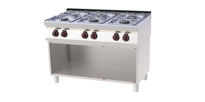 Kuchnia gazowa 6-palnikowa, 31 kW, 1200x700x900 mm, inox, czarna | REDFOX, SPB 70/120 G